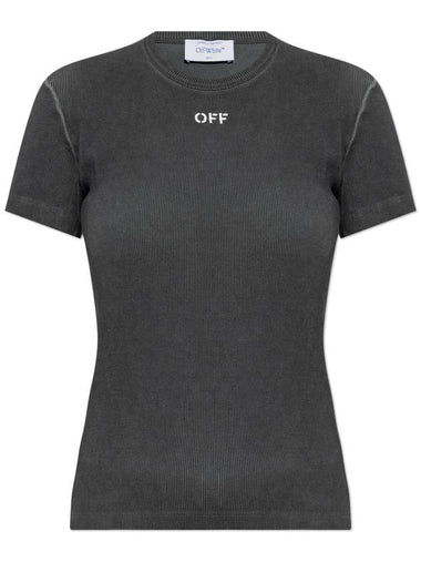 Off-White T-shirt With Logo, Women's, Grey - OFF WHITE - BALAAN 1