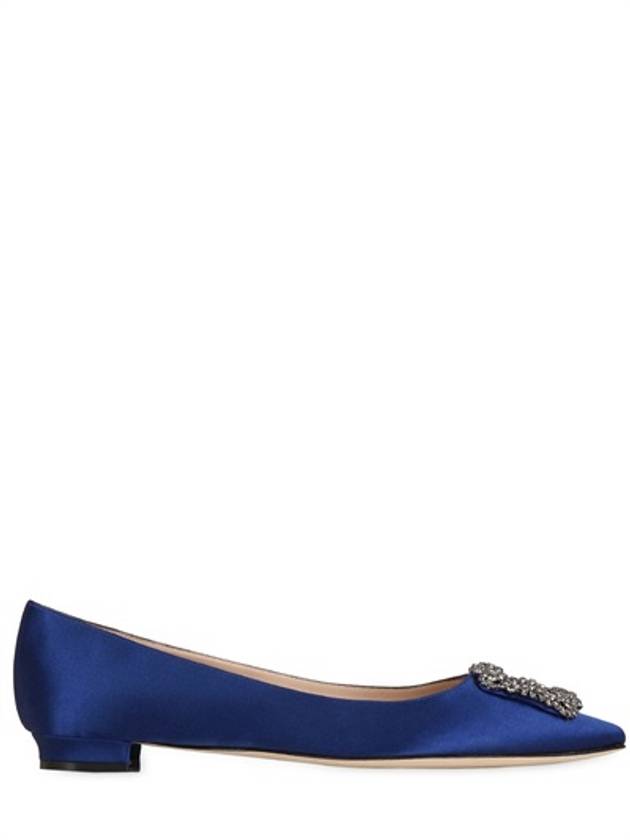 Hangisi Satin Jewel Buckle Flat Blue - MANOLO BLAHNIK - BALAAN 3