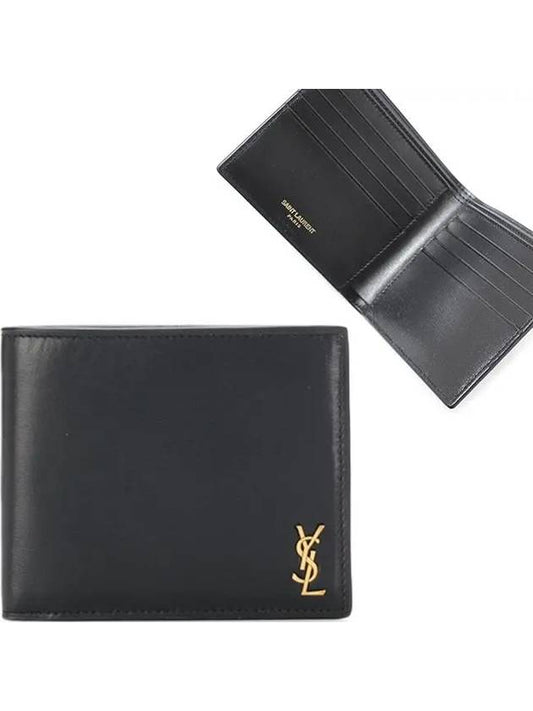 Tiny Monogram Half Wallet Black Gold - SAINT LAURENT - BALAAN 2