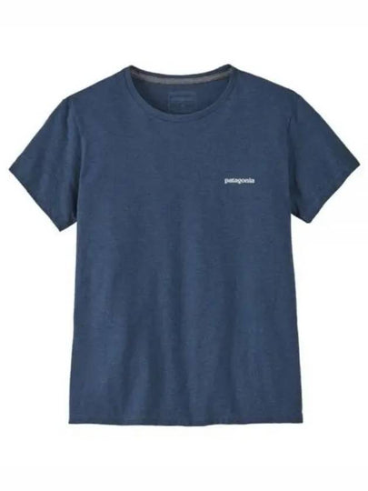 Women's P 6 Logo Responsible Short Sleeve T Shirt Utility Blue - PATAGONIA - BALAAN 2