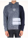 Logo Print Felpa Hoodie Navy - STONE ISLAND - BALAAN 4