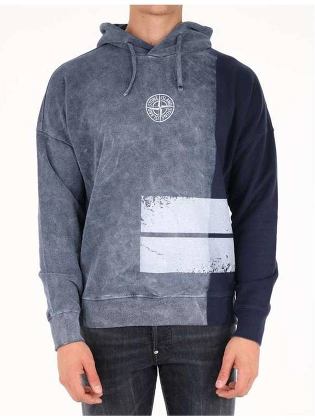 Logo Print Felpa Hoodie Navy - STONE ISLAND - BALAAN 4