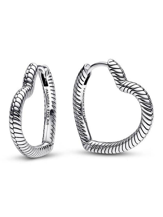 Women's Moment Heart Charm Hoop Earrings Silver - PANDORA - BALAAN 1