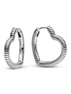 Women's Moments Heart Charm Hoop Earrings Silver - PANDORA - BALAAN 1