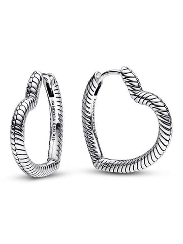 Women's Moment Heart Charm Hoop Earrings Silver - PANDORA - BALAAN 1