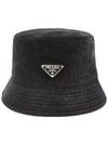 Triangle Logo Denim Bucket Hat Black - PRADA - BALAAN 4