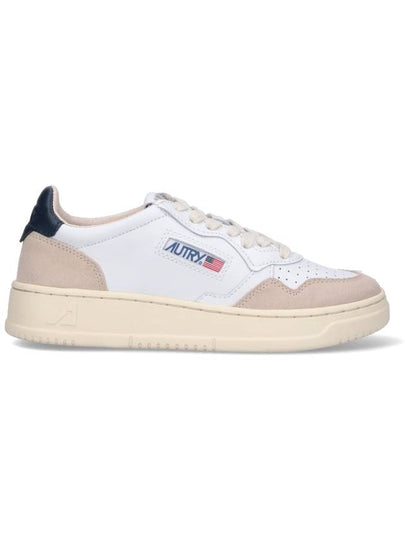 Women's Leather Suede Medalist Low Top Sneakers White Blue - AUTRY - BALAAN 2