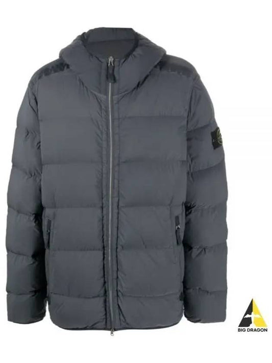 Seamless Logo Nylon Hooded Down Jacket Medium Grey - STONE ISLAND - BALAAN 2