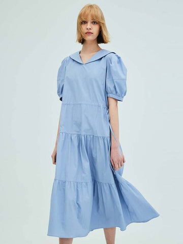 Sailor Collar Tiered Maxi DressBlue - OPENING SUNSHINE - BALAAN 1