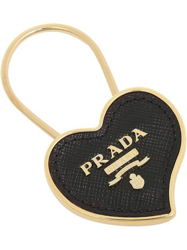 Heart Saffiano Leather Key Holder Black - PRADA - BALAAN 3