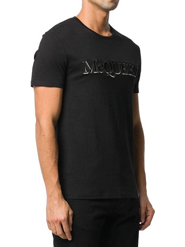 Embroidered Logo Short Sleeve T-Shirt Black - ALEXANDER MCQUEEN - BALAAN 6