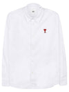 de Coeur Embroidered Logo Cotton Shirt White - AMI - BALAAN 2