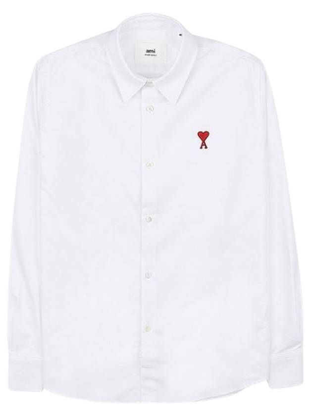 de Coeur Embroidered Logo Cotton Shirt White - AMI - BALAAN 2