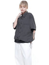 Men s SSHS CH Seersucker String Half Shirt Charcoal - CHANCE'S NOI - BALAAN 2