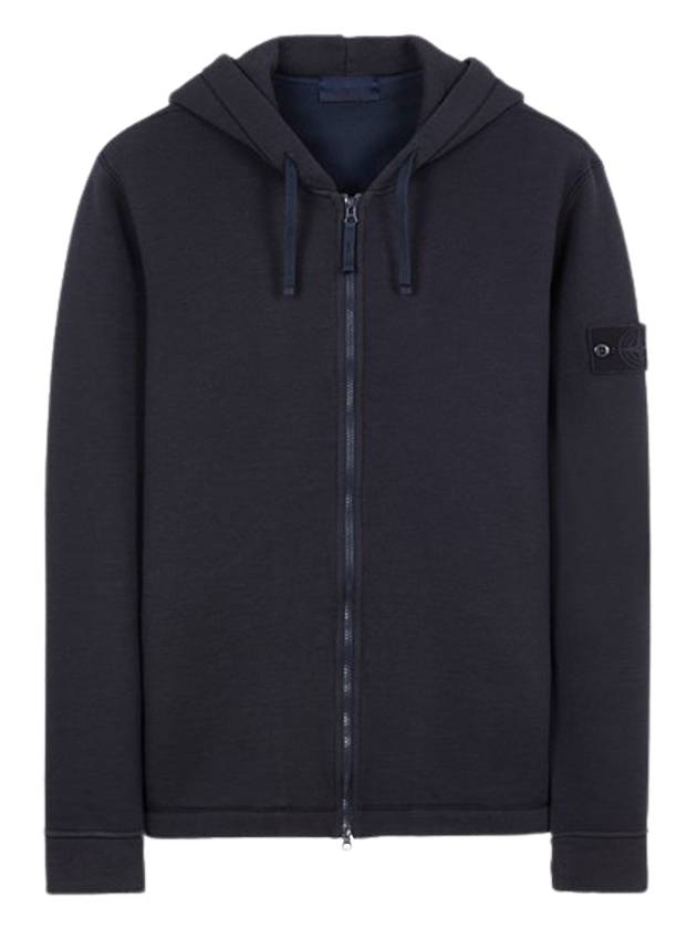 Ghost Piece Cotton Wool Fleece Zip Up Hoodie Navy - STONE ISLAND - BALAAN 2