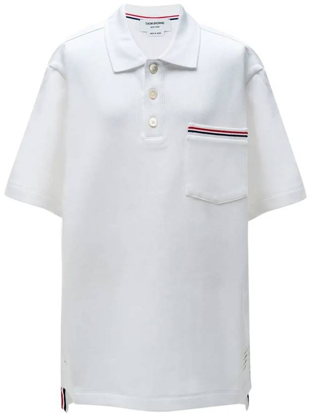 RWB Pocket Interlock Cotton Short Sleeve Polo Shirt White - THOM BROWNE - BALAAN 2