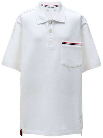 RWB Pocket Interlock Cotton Short Sleeve Polo Shirt White - THOM BROWNE - BALAAN 2