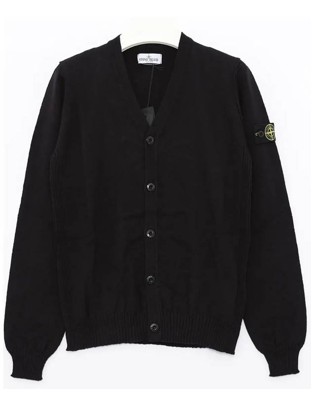 Kids Wappen Patch V-Neck Knit Cardigan Black - STONE ISLAND - BALAAN 3