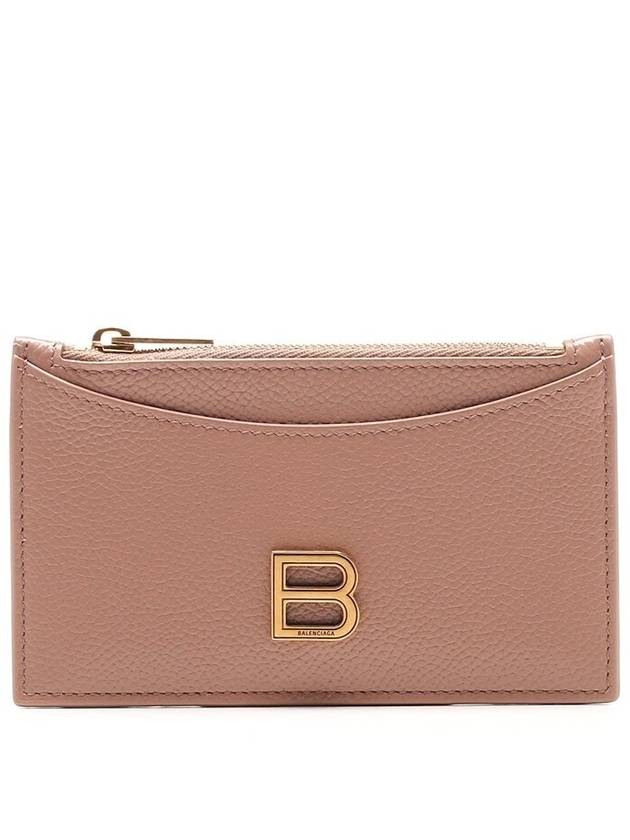 Hourglass Gold B Logo Zipper Long Card Wallet Beige - BALENCIAGA - BALAAN 5