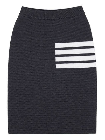 Women's Fine Merino Wool 4 Bar Stitch Pencil Skirt Dark Grey - THOM BROWNE - BALAAN 2