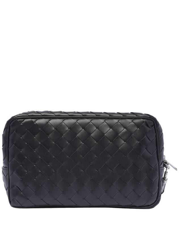 Intrecciato Zipper Leather Pouch Bag Black - BOTTEGA VENETA - BALAAN 4