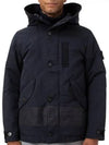 Men's David Wappen Patch Down Hooded Jacket Navy - STONE ISLAND - BALAAN 2