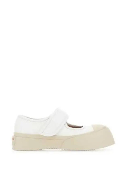Nappa Leather Mary Jane Low Top Sneakers Lily White - MARNI - BALAAN 2