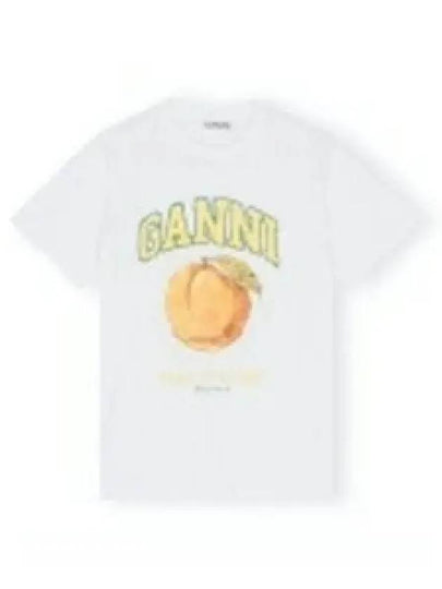 Women's Relaxed Peach Print Short Sleeve T-Shirt White - GANNI - BALAAN 2