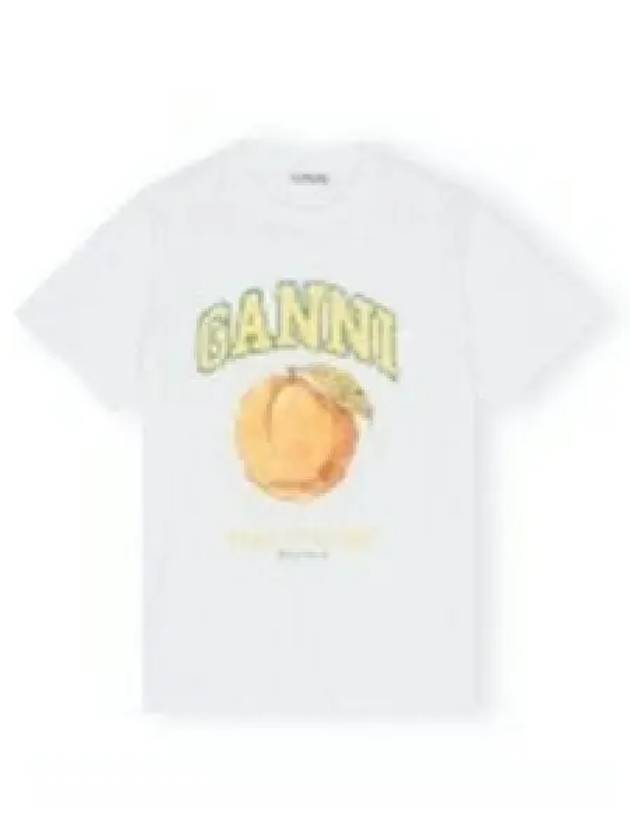 Women's Relaxed Peach Print Short Sleeve T-Shirt White - GANNI - BALAAN 2