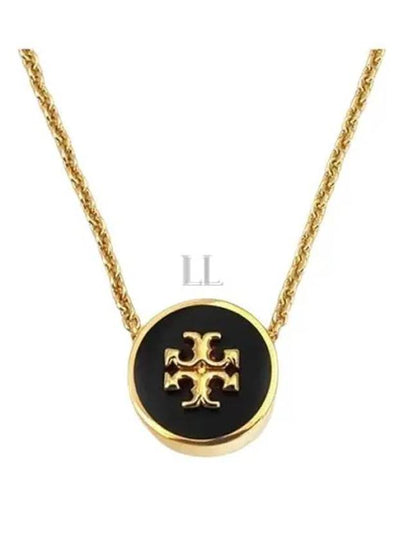 Kira Enamel Pendant Necklace Tory Gold Black - TORY BURCH - BALAAN 2