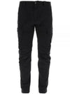 Lens Patch Stretch Satin Cargo Straight Pants Black - CP COMPANY - BALAAN 2