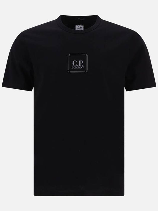 Metropolis Logo Print Short Sleeve T-Shirt Black - CP COMPANY - BALAAN 2