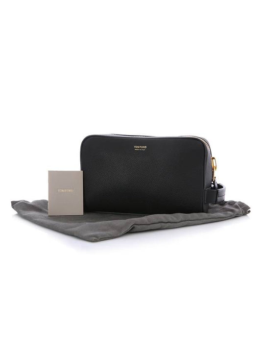 Men's Grain Leather Wash Pouch Bag Black - TOM FORD - BALAAN.