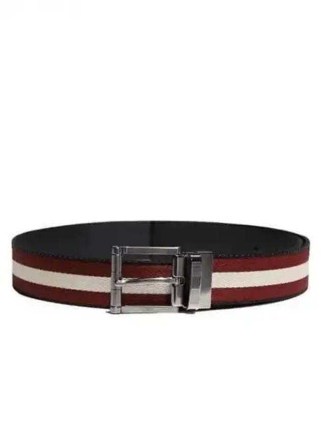 Taylan Stripe Reversible Belt Black Red - BALLY - BALAAN 2