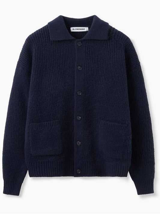 Button collar knit cardigan_navy - BLONDNINE - BALAAN 1