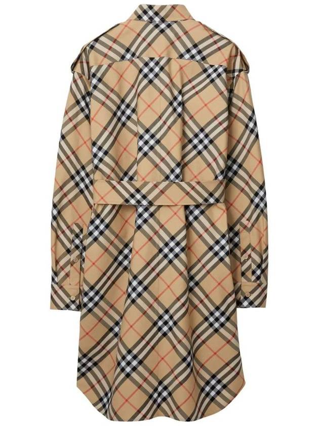 Check Cotton Shirt Midi Dress Beige - BURBERRY - BALAAN 3