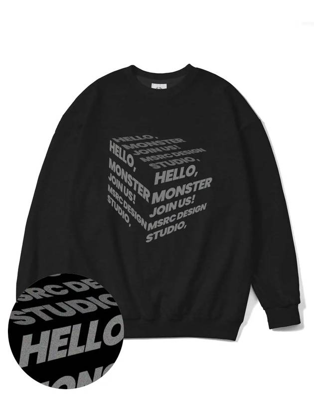 Cube Gray Overfit Sweatshirt Black - MONSTER REPUBLIC - BALAAN 4