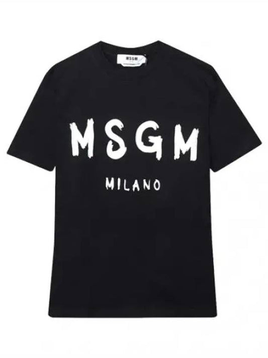 Brushed Logo Short Sleeve T Shirt Women s Tee - MSGM - BALAAN 1