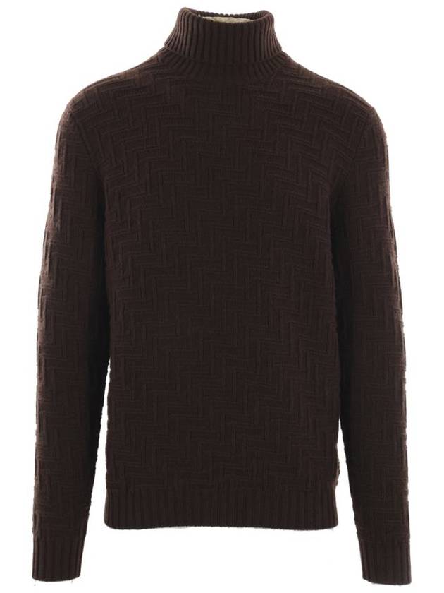 Wool Cashmere Turtleneck Cocoa Brown - PRADA - BALAAN 3