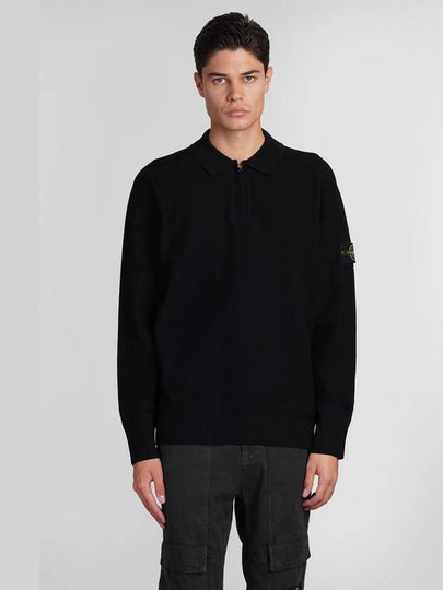 Half Zip Knit Polo Shirt Black - STONE ISLAND - BALAAN 2