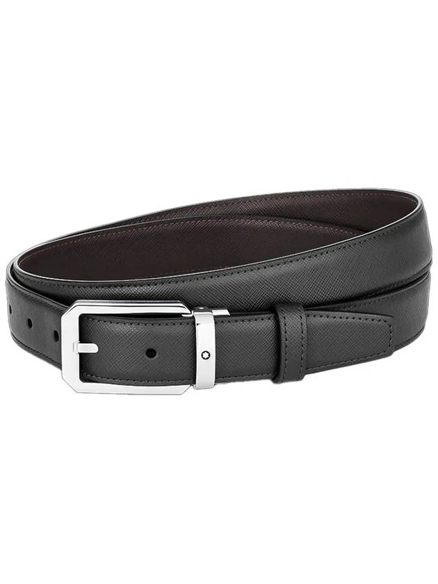 Men's Reversible Square Buckle Leather Belt Black Brown - MONTBLANC - BALAAN 4