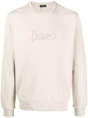 logo embroided crew neck sweatshirt beige - HERNO - BALAAN 1