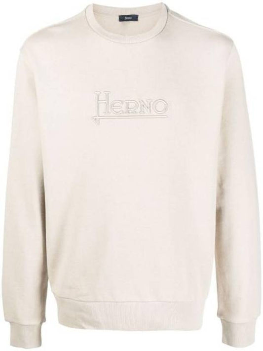 Embroidered Logo Crew Neck Sweatshirt Beige - HERNO - BALAAN 1