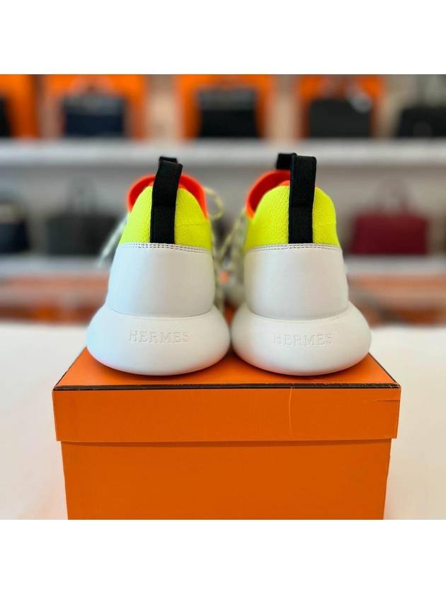 Dual Men s Sneakers White Neon Yellow - HERMES - BALAAN 2