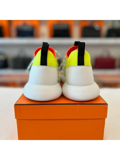 Dual Men s Sneakers White Neon Yellow - HERMES - BALAAN 2