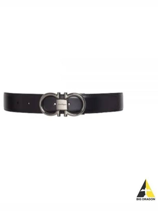 Gancini Reversible Adjustable Calfskin Leather Belt Black - SALVATORE FERRAGAMO - BALAAN 2