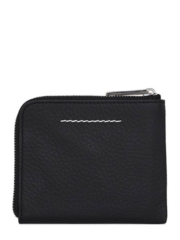 Logo Leather Zipper Card Wallet Black - MAISON MARGIELA - BALAAN 2