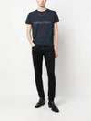 Reverse Logo Print Cotton Short Sleeve T-Shirt Navy - SAINT LAURENT - BALAAN 4