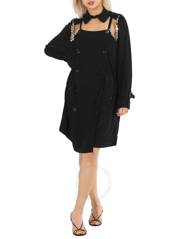 Burberry Black Deconstructed Crepe Trench Coat Dress, Brand Size 8 (US Size 6) - BURBERRY - BALAAN 1