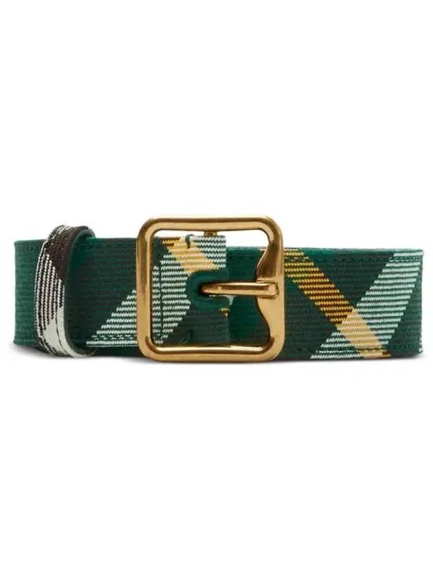 Check Pattern Buckled Leather Belt Green - BURBERRY - BALAAN 2